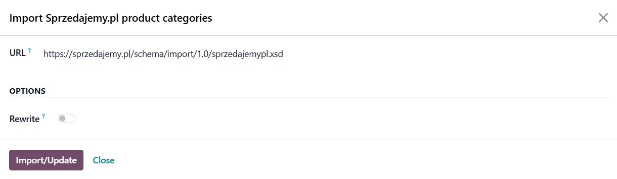 odoo import sprzedajemy product categories
